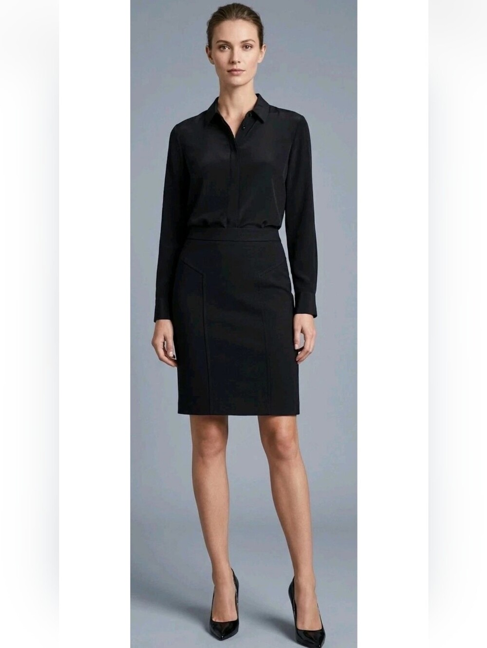Trina Turk Black Pencil Skirt Knee Length Side Zip Lace Trim Lining Business! M